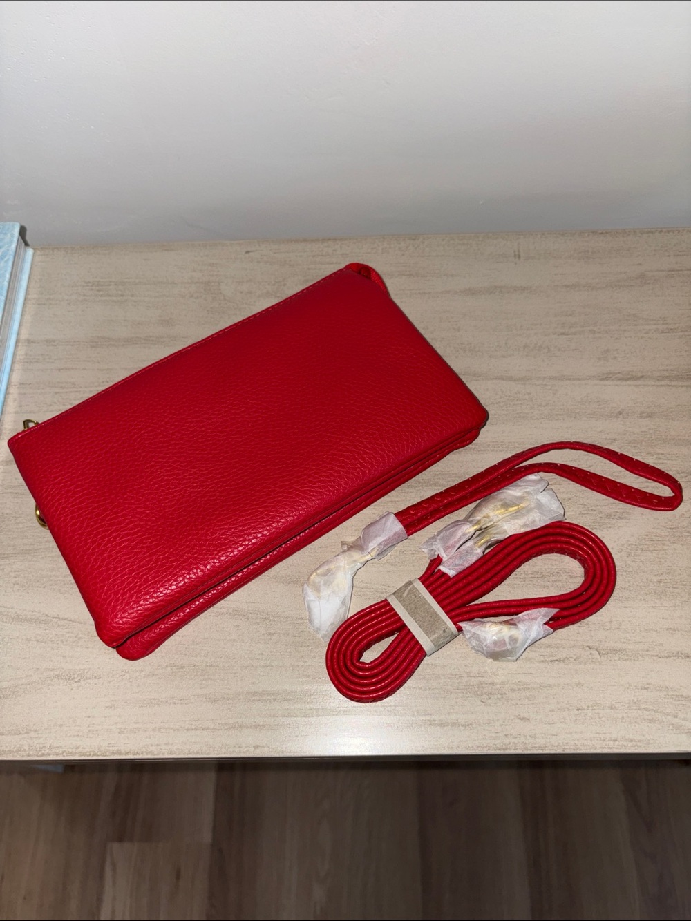 New Red Leather Crossbody Bag, Clutch, Wristlet